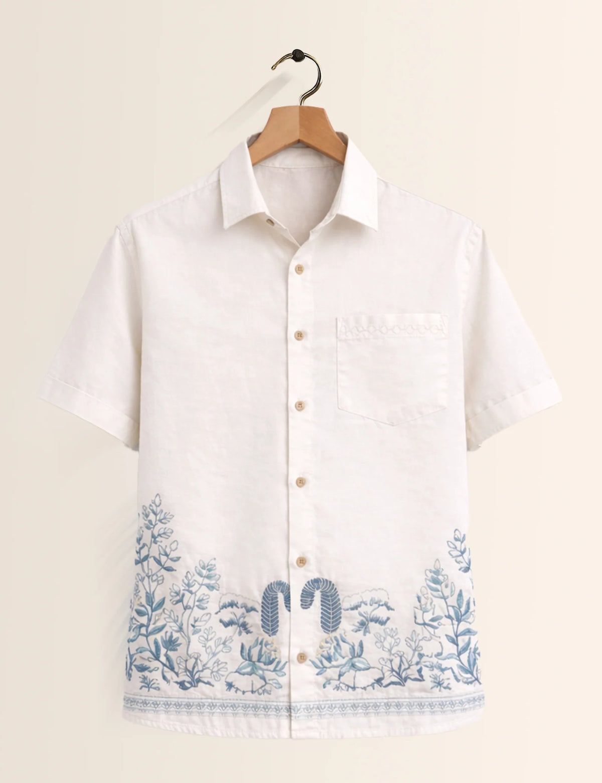 Bottom Flower Printed Men's Shirt - XPST