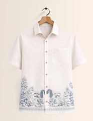 Bottom Flower Printed Men's Shirt - XPST