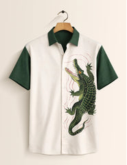 Green Crocodile Printed Men's Shirt - XPST